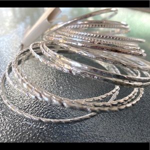 Silver bangle set bracelets